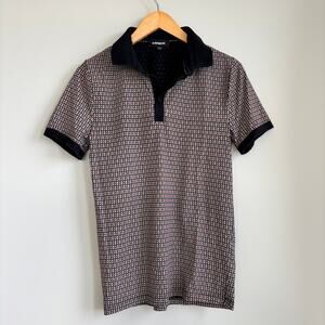 Express Mens Herringbone Geo Cotton Short Sleeve Sweater Polo Size Small